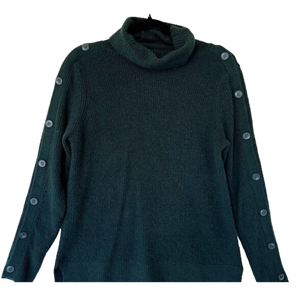 Halogen Women's XS Mock‎ Neck Sweater Green Button Sleeves Oversized - Picture 5 of 16